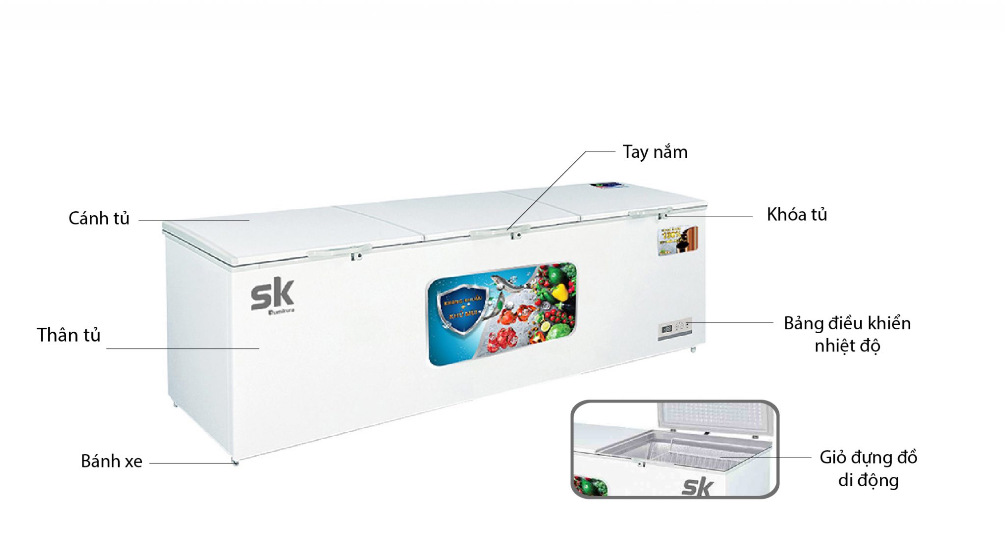 Tủ đông Sumikura SKF-1100S 3 cánh 1100L