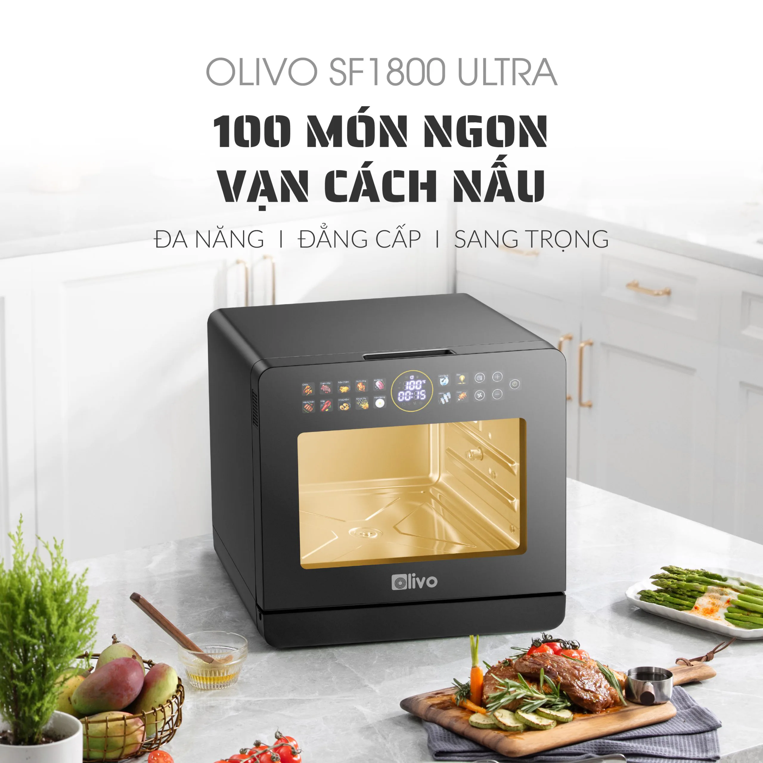 Nồi chiên hấp đa năng OLIVO SF1800 Ultra 18L – Hấp & Chiên đa giai đoạn